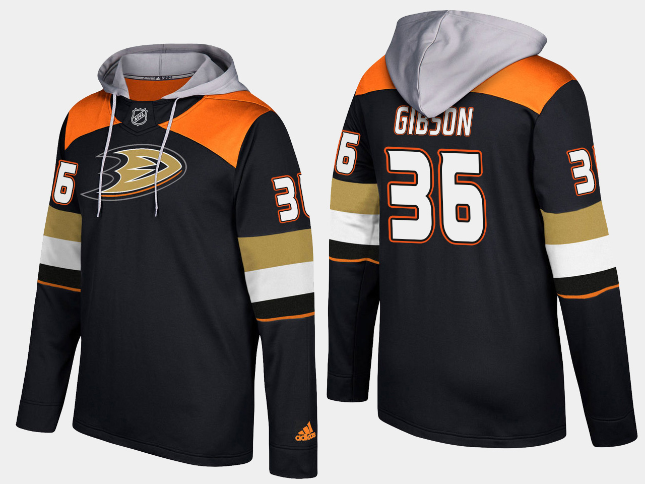 Men NHL Anaheim ducks 36 john gibson black hoodie